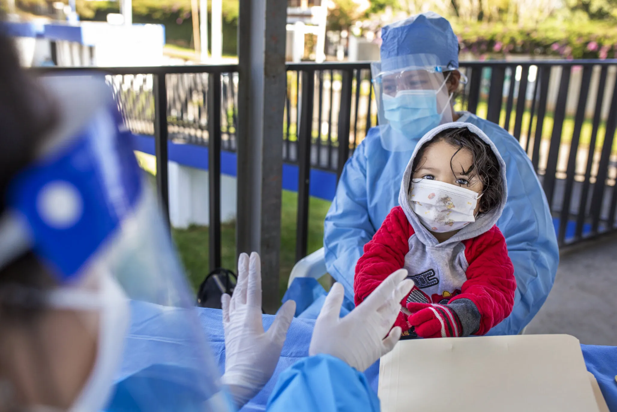 Dilan receives a comprehensive health screening during a program in Guatemala City.