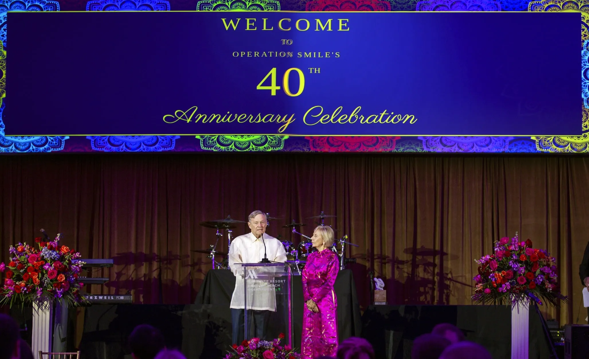 Operation Smile Co-Founders Bill and Kathy Magee speak during the organization's 40th anniversary celebration.