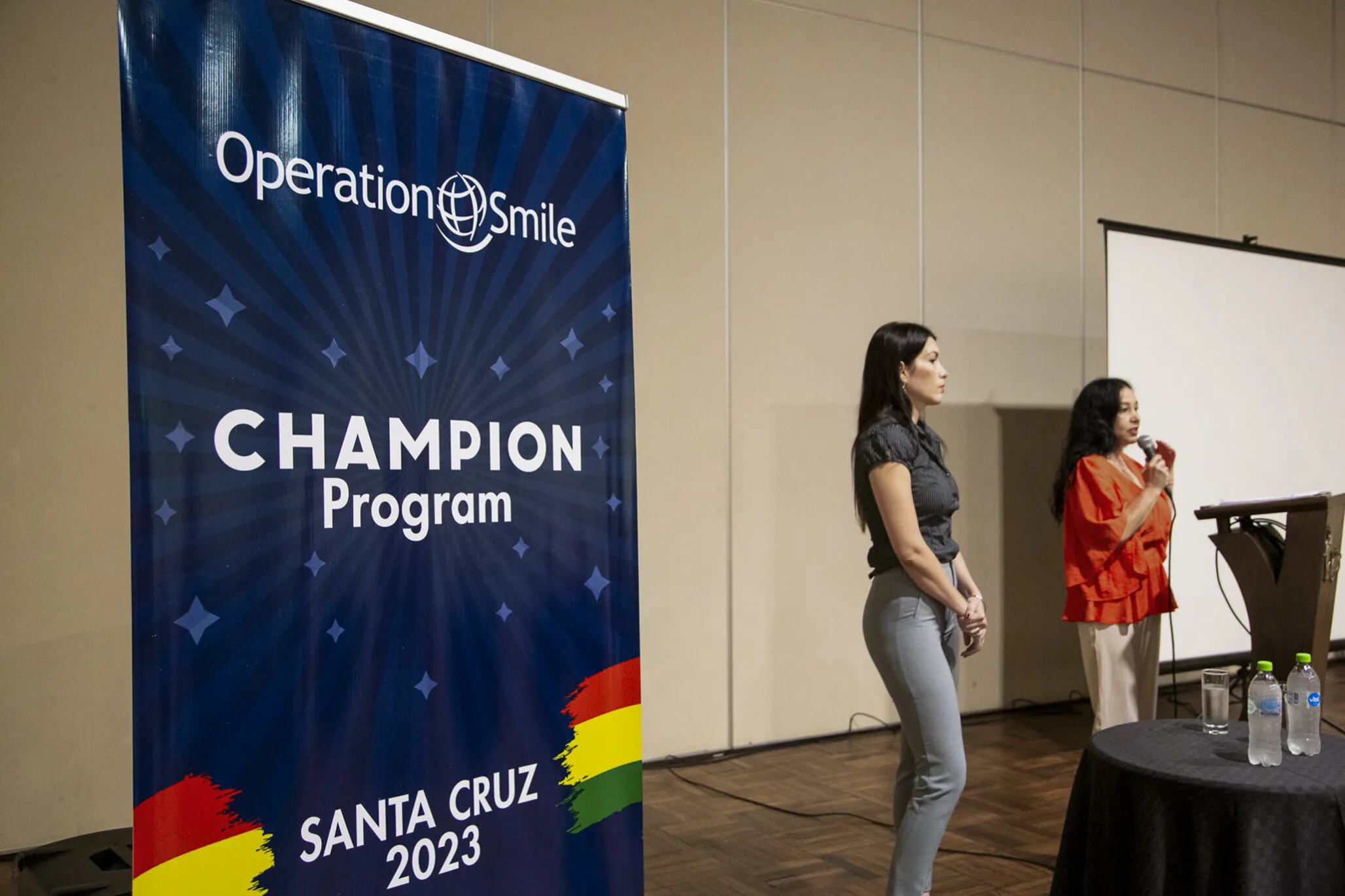 Operation Smile Bolivia volunteers and staff share information during the Champion Program in Santa Cruz.