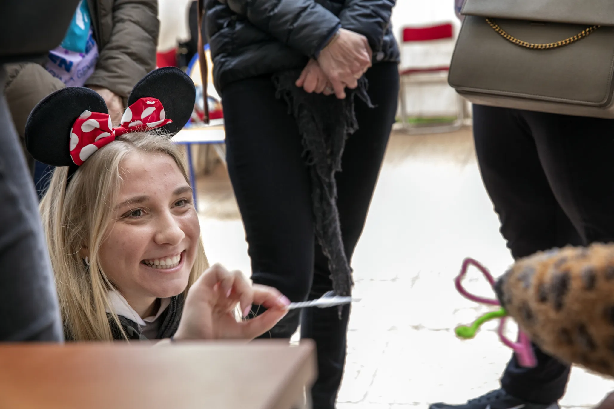 Isabelle Clifford, granddaughter of Operation Smile's co-founders Dr. Bill and Kathy Magee, receives big smiles and laughs from 18-month-old Brahim during the 2020 Women in Medicine: Inspiring a Generation surgical program in Morocco. Photo: Jasmin Shah.