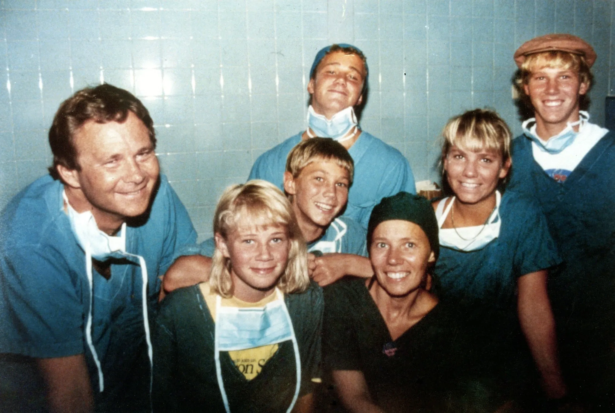 The Magee family smiles for the camera at a surgical program during the early years of Operation Smile.